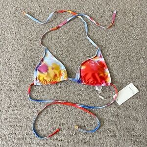 🆕 NWT Tie Dye Triangle String Bikini Top
